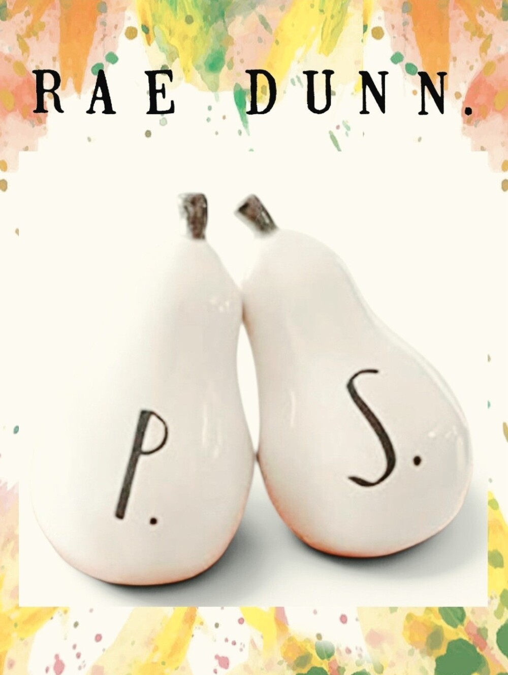 Rae Dunn White Stemmed Ceramic Pear Salt & Pepper Shakers NWT